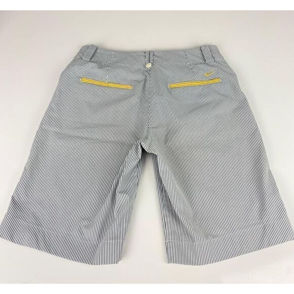 Nike Golf Livestrong Dri Fit Striped Shorts Womens 8 Gray White Classic Rise AJ0 - Picture 3 of 9